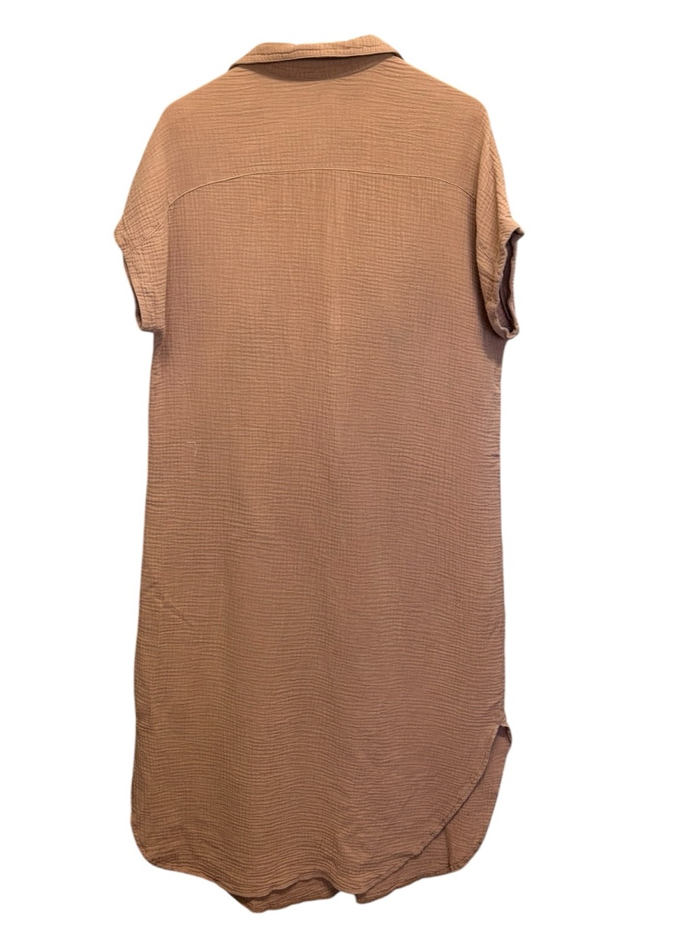 Breezy Gauze Midi Button Front Shirt Dress Terracotta Size L - Picture 4 of 5
